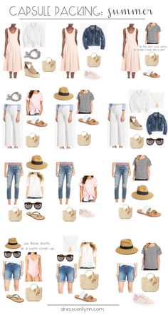 summer capsule packing. Capsule Packing, Chique Outfit, Packing Clothes, Fashion Capsule Wardrobe, Packing Guide, Travel Capsule, Summer Capsule, Travel Capsule Wardrobe