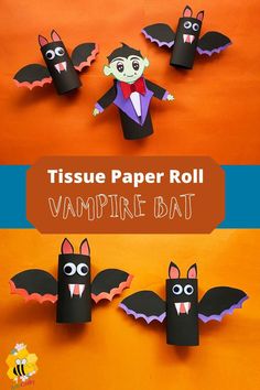 tissue paper roll vampire bats on an orange background