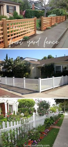 the before and after pictures of a fence that has been installed in front of a house