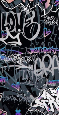 an iphone screen with graffiti all over it