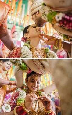 groom affectionately seals their sacred union with a gentle kiss on bride's forehead. Indian Wedding Pose, Telugu Wedding Photography, Wedding Moments Photography, Mehndi Photography, Photography Couple Poses, Wedding Photography India, Indian Wedding Pictures