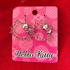 Hello Kitty Earrings. Cute Pink Metal Earrings, Trendy Cat Design Jewelry For Party, Trendy Cat Design Jewelry For Parties, Cute Metal Earrings For Party, Trendy Cat Ears Earrings For Gift, Trendy Cat Ears Earrings As Gift, Cute Cat Design Earrings For Party, Cute Cat Ears Jewelry For Pierced Ears, Trendy Jewelry With Cat Ears For Gift