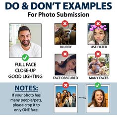 a poster with pictures and captions to describe the different types of people's faces