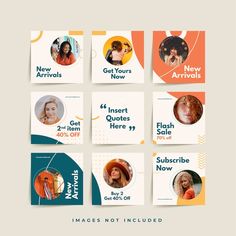 a set of social media post templates