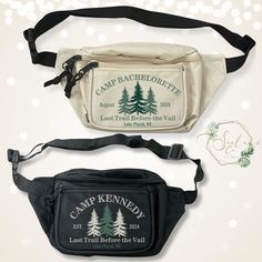 three fanny bags with trees on them