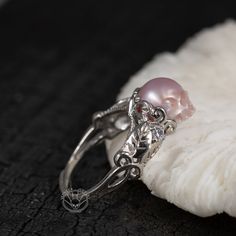 Exquisite Sterling Silver Open Ring, Exquisite Sterling Silver Open Ring Jewelry, Exquisite Sterling Silver Promise Jewelry, Unique Sterling Silver Pearl Ring For Wedding, Exquisite Handmade Rings As A Gift, Unique White Gold Sterling Silver Pearl Ring, Unique Handmade Pearl Promise Ring, Handmade White Gold Jewelry For Anniversary, Handmade Elegant Promise Jewelry