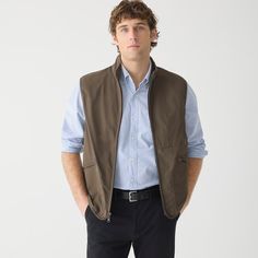 J.Crew: Stretch Tech Vest For Men Casual Business Vest Outerwear, Classic Sleeveless Outerwear For Outdoor, Functional Sleeveless Vest For Workwear, Functional Sleeveless Workwear Vest, Vest For Men, Vest Men, Mens Vest, Work Casual, Online Purchase