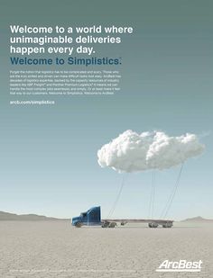 an advertisement for the airbest company with a truck pulling a large cloud on it's back