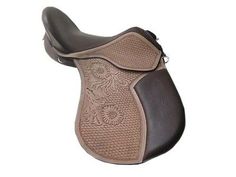 a brown and black horse saddle