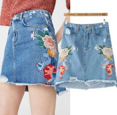 Slouchy Tee, Short Denim Skirt, Embroidered Shorts, Denim Short, Distressed Denim Shorts, Flower Show, Indie Brands, Short Skirt, Fashion And Lifestyle