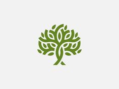 a green tree with leaves in the shape of a heart on a white background logo design