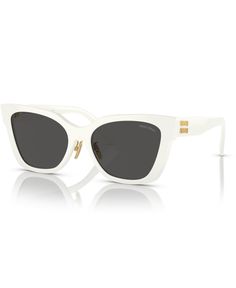 in stock Elegant Optic White Polarized Sunglasses, Elegant Optic White Sunglasses With Mirrored Lenses, Elegant Optic White Sunglasses With Tinted Lenses, Luxury Optic White Sunglasses With Mirrored Lenses, White Cat Eye Sunglasses For Formal Occasions, Formal White Cat Eye Sunglasses, Modern Miu Miu Sunglasses For Evening, Designer White Glass Sunglasses, Luxury Optic White Sunglasses With Polarized Lenses