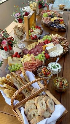 a long table filled with lots of different types of food