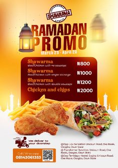 the flyer for raman promo with chicken and fries