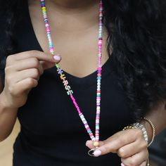 Custom name lanyard is a bead nurse lanyard. This rainbow fun lanyard is special gift for nurse. It can be a badge necklace or badge holder. Colorful lanyards are the perfect addition to your summer jewelry collection. Add some pop color to any outfit when you wear this fun lanyard set. You can choose several length. Extra small: 24'' Small: 30'' Medium: 32'' Large: 34'' W H Y - Y O U ' L L - L O V E - I T ♥ * It's dainty can be worn every day * A special piece you'll treasure * High quality mat Diy Badge Lanyard, Bead Lanyard Diy Badge Holders, Heishi Bead Lanyard, How To Make A Lanyard With Beads, Trendy Multicolor Lanyards For Gifts, Trendy Multicolor Lanyards As Gifts, Adjustable Multicolor Badge Reel For Gift, Adjustable Multicolor Badge Reel For Gifts, Multicolor Beaded Badge Reel As Gift