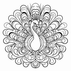 illustration of Peacock-themed mandala coloring page Mandala Turtle, Coloring Page For Adults, Bird Coloring Pages, Fantasy Fairy, Mandala Coloring Pages, Mandala Coloring, Intricate Designs, Adult Coloring Pages