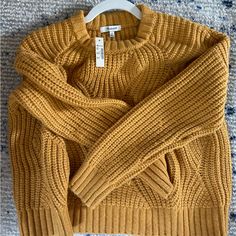 Madewell Sweater. Wool Blend. Mustard Color. New With Tags. Size Small. Yellow Winter Sweater For Workwear, Yellow Winter Sweater For Work, Winter Mustard Knit Top, Mustard Knit Sweater For Fall, Cozy Mustard Sweater For Fall, Mustard Knit Top For Winter, Casual Mustard Sweater For Fall, Mustard Knit Sweater With Long Sleeves, Mustard Long Sleeve Knit Sweater