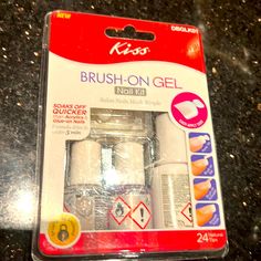 Kiss Brush-On Gel Nail Kit Kiss Press On Nails, Glitter French Manicure, Acrylic Glue, Glitter Accent Nails, Kiss Lashes, Kiss Nails, Fantasy Nails, Gel Nail Kit, Jelly Nails