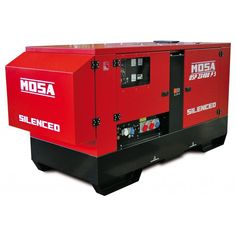 an image of a red diesel generator for sale on a white background with the word mosa written below it