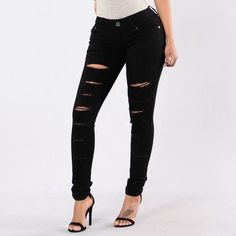 Fashion Nova “Lola” Jeans Black Size: 9 Nwt Skinny Jean Medium Stretch Ripped/ Distressed Style 5 Pocket 8" Low Rise 31" Inseam Disclaimer: Due To The Specialized Wash And Distressing Process, Each Garment Is Unique 80% Cotton 15% Polyester 5% Elastane Chic Stretch Ripped Pants, Ripped Bottoms For Day Out In Fall, Ripped Stretch Bottoms For Day Out, Chic Ripped Bottoms For Night Out, Stretch Ripped Bottoms For Day Out, Blue Flare Jeans, Jeans Fashion, Long Jeans, Juniors Jeans