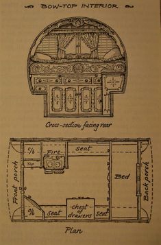 an old book with two plans for a kitchen and living room in the same section