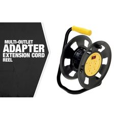 an extension cord reel with the text multi outlet adapter extension cord reel on it