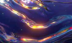 an abstract image of water bubbles floating in the air and swirling around them with colorful lights