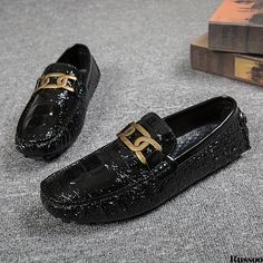 Russoo - Stylish Unisex Crocodile-Embossed Loafer Shoes: Lightweight, Non-Slip Driving Footwear for Spring and Summer Autumn Shoes, Moccasins Shoes, Mens Snow Boots, Driving Loafers, Walking Sneakers, Shoe Insoles, Driving Shoes, Fall Shoes, Summer Winter