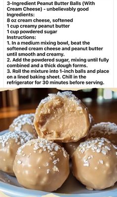 some kind of dessert on a plate with information about the ingredients and how to make it