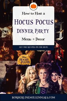 an advertisement for hoccus pocus's dinner party