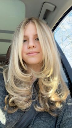 blonde hair, layers, hair cut, highlights on blonde hair, blowout, bouncy, bombshell blowout Medium Length Blonde Hair Blowout, 90 Blowout Haircut, Blonde Balayage Blowout, Blowout Inspo Pic, Blowout Fine Hair, Straight Blowout Hair, Blonde 90s Hair, Wedding Blowout Hair, Blowout Blonde Hair