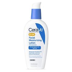 Oil-free, daily facial moisturizer with SPF 30 for morning use Ultra-fine zinc oxide sunscreen provides broad-spectrum SPF 30 UVA/UVB protection CeraVe face lotion with spf absorbs quickly and leaves a non-greasy finish Face sunscreen hydrates the skin with hyaluronic acid Moisturizer for face with ceramides helps restore the skin's protective barrier Non-comedogenic face moisturizer won't clog pores, so is suitable for all skin types Recommended for daily use by the Skin Cancer Foundation Spf Moisturizer, Cerave Moisturizer, Lotion With Spf, Spf Face Moisturizer, Hyaluronic Acid Moisturizer, Spf Face, Facial Lotion, Dslr Background, Moisturizing Lotion