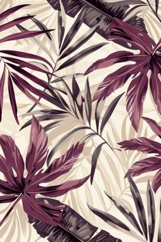 Vintage Tropical Leafy Illustration Colorful Fabric Patterns, Inspirational Digital Art, Black Paper Drawing, Dried Flower Bouquet, Colorful Boho, Black Paper, Tropical Leaves, Perfect Wallpaper, Surface Pattern Design