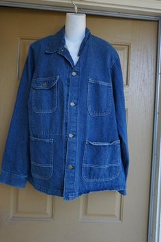 Key Imperial cotton denim shirt/jacket. Four pocket in front. In good vintage condition. Size is estimated to be Large - please see measurements.measurements taken across front lying flat18" across shoulders24" armpit to armpit24" across front of waist28" length Washed Blue Collared Denim Jacket, Washed Blue Collared Cotton Denim Jacket, Washed Blue Cotton Denim Jacket With Collar, Blue Collared Cotton Denim Jacket, Washed Blue Cotton Collared Denim Jacket, Utility Style Washed Blue Cotton Denim Jacket, Blue Cotton Denim Jacket With Buttoned Pockets, Washed Blue Cotton Denim Jacket With Buttons, Vintage Blue Denim Jacket