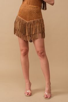 Faux Suede Studded Handkerchief Hem Tiered Fringe Shorts Lined Mini Chevron Skirt Steve Madden Mules, Fringe Shorts, Chevron Skirt, Short Fringe, Blouse Short Sleeve, Handkerchief Hem, Jumpsuit Shorts Rompers, Short Rompers, Coat Dress