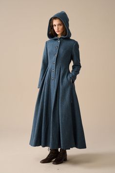 My Fair Lady 26 | Hooded Wool Coat Classic Hooded Wool Coat, Wool Hooded Sweater Coat For Winter, Hooded Wool Sweater Coat For Winter, Hooded Wool Pea Coat For Work, Fitted Long Wool Sweater Coat, Vintage Wool Hooded Outerwear, Vintage Hooded Wool Outerwear, Hooded Wool Coat For Workwear, Hooded Wool Pea Coat For Fall