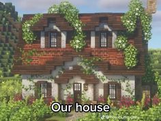 a house with lots of plants and flowers around it