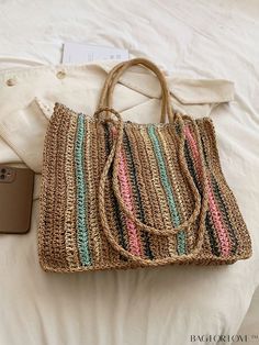 BagForLove - Large Striped Straw Bag: Ideal for Summer Vacations and Beach Travel Product Description Color Multicolor Pattern Type Striped Type Straw Bag Bag Size Oversized Material Straw Size Chart INCH CM Bag Length Bag Width Bag Height Strap Length 18.1 inch 3.1 inch 15 inch 9.4 inch Bag Length Bag Width Bag Height Strap Length 46 cm 8 cm 38 cm 24 cm Details Pictures Similar Products h2 { text-align: center; } /* æ¢è¡ */ li{ white-space: normal; word-break: break-all; word-wrap: break-word; } .red-box { width: 100%; display: flex; flex-direction: row; flex-wrap: wrap; justify-content: center; } .red-box > div { width: 190px; height: 250px; margin: 10px; } .red-box > div > a > img { width: 190px; height: 250px; } .size-box { width: 100%; margin: auto; white-space: nowrap; } .table { b Bohemian Multicolor Bucket Bag For Beach, Bohemian Bags For Vacation Shopping, Casual Multicolor Bucket Shoulder Bag, Casual Multicolor Shoulder Bag With Large Capacity, Casual Multicolor Large Capacity Shoulder Bag, Casual Multicolor Double Handle Shoulder Bag, Multicolor Straw Bag For Beach Season Travel, Multicolor Straw Bag For Beach Travel, Summer Multicolor Beach Bag With Large Capacity