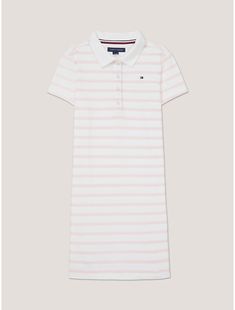 Tommy Hilfiger girls' dress.  Material: 97% Regenerative Cotton, 3% Elastane. White Cotton Tommy Hilfiger Dress, White Polo Dress For Spring, Tommy Hilfiger Pink Spring Dresses, White Tommy Hilfiger Summer Dress, Tommy Hilfiger Baby, Tommy Hilfiger Girl, Heart Logo, Kids Sale, Polo Dress