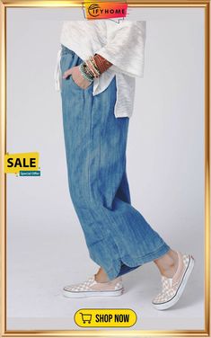 Sky Blue Wide Leg Drawstring Waist Loose Pants Casual Summer Jeans With Elastic Waistband, Spring Denim Blue Wide Leg Pants Relaxed Fit, Summer Relaxed Fit Medium Wash Wide Leg Pants, Casual Light Wash Non-stretch Pants, Summer Medium Wash Relaxed Fit Wide Leg Pants, Baggy Light Wash Summer Bottoms, Light Wash Pants With Pockets For Summer, Light Wash Casual Summer Pants, Baggy Blue Wide Leg Pants For Summer