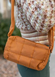 Camel puff crossbody bag Camel, Adjustable Straps, Crossbody Bag, Product Description, Boutique