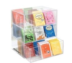 a display case filled with lots of different types of cards and envelopes on top of each other