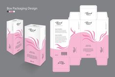 the packaging design is pink and white