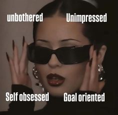 a woman wearing sunglasses with the words unprocesed, unprosed and self - processed