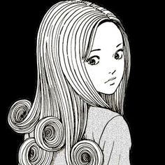 a drawing of a girl with long hair