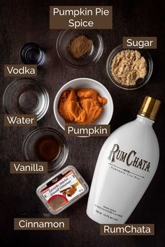 ingredients to make pumpkin pie on a table