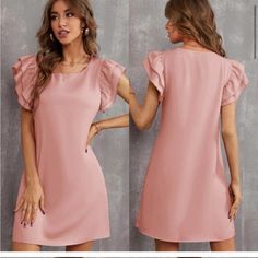 Ruffle Frill Layered Short Sleeve Tunic Dress Business Casual Cocktail. This Listing Is For The 1st Picture. Other Colors Are Listed Separately. Ships In 6-10 Days~All Purchases Shipped With A Special Gift 100% Polyester Size Tags Are In Letters Xs-(2) S-(4) M-(6) L-(8/10) Do You Love? Anthro Festival Preppy Casual Mumu Revolve Spell Reformation Puff Popular Swim Contemporary Layering Free People Cami Dress Top Events Lulu Vacation Beach Contemporary Anniversary Boat Weekend Pool Swim Night Out. Elegant Pink Mini Dress With Ruffle Sleeves, Chic Shift Dresses With Ruffles, Elegant Shift Mini Dress With Ruffles, Pink Sheath Dress With Ruffles, Short Sleeve Ruffled Shift Dress, Short Sleeve Shift Dress With Ruffles, Shift Dresses With Ruffles And Short Sleeves, Tight Lace Dress, Free People Cami