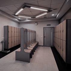 a row of lockers in a public restroom