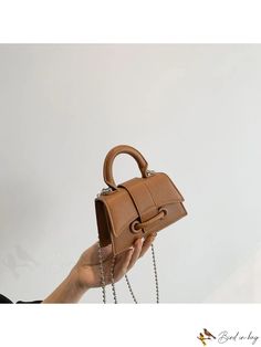 BirdinBag - Compact Fashion Flap Bag - Sleek Design with Chain Shoulder Strap Trendy Top Handle Bag With Chain Strap, Trendy Brown Evening Bag For Everyday Use, Trendy Brown Evening Bag For Party, Trendy Brown Evening Bag, Trendy Clutch Bag With Chain Strap, Trendy Brown Box Clutch Bag, Trendy Party Satchel With Chain Strap, Trendy Crossbody Bag With Chain Strap, Trendy Brown Clutch Evening Bag