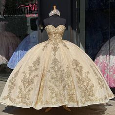 a dress on display in front of a store window